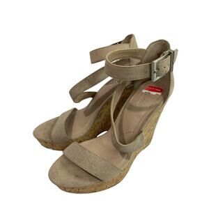 Size 8M Charles by Charles David Cork Platform Wedge Sandals Ankle Strap